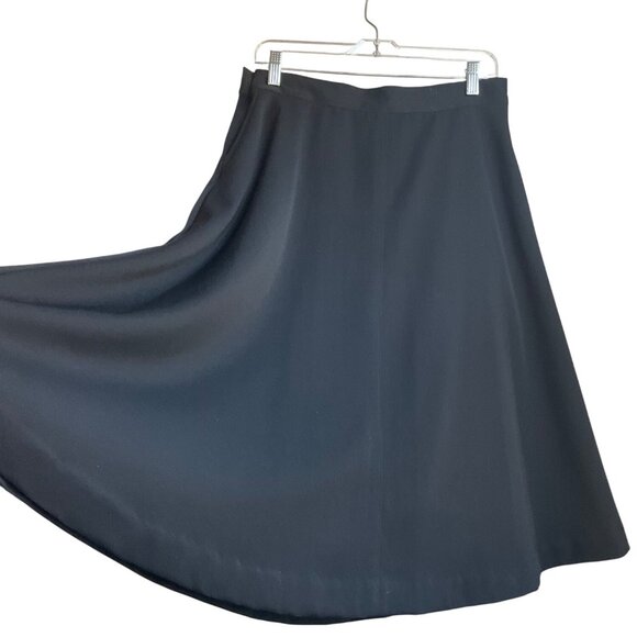 Vintage Rafaella M Made Italy Black Wool A-Line Full Midi Skirt Preppy Old Money - Picture 3 of 12